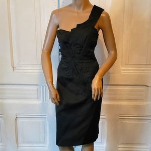 karen millen black silk dress KAREN MILLEN Black Sequin Draped Sleeveless Silk Dress